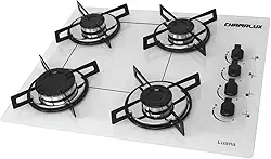 Cooktop 4 bocas Chamalux ultra chama Bivolt Gás Natural Trempe de Chapa Branco