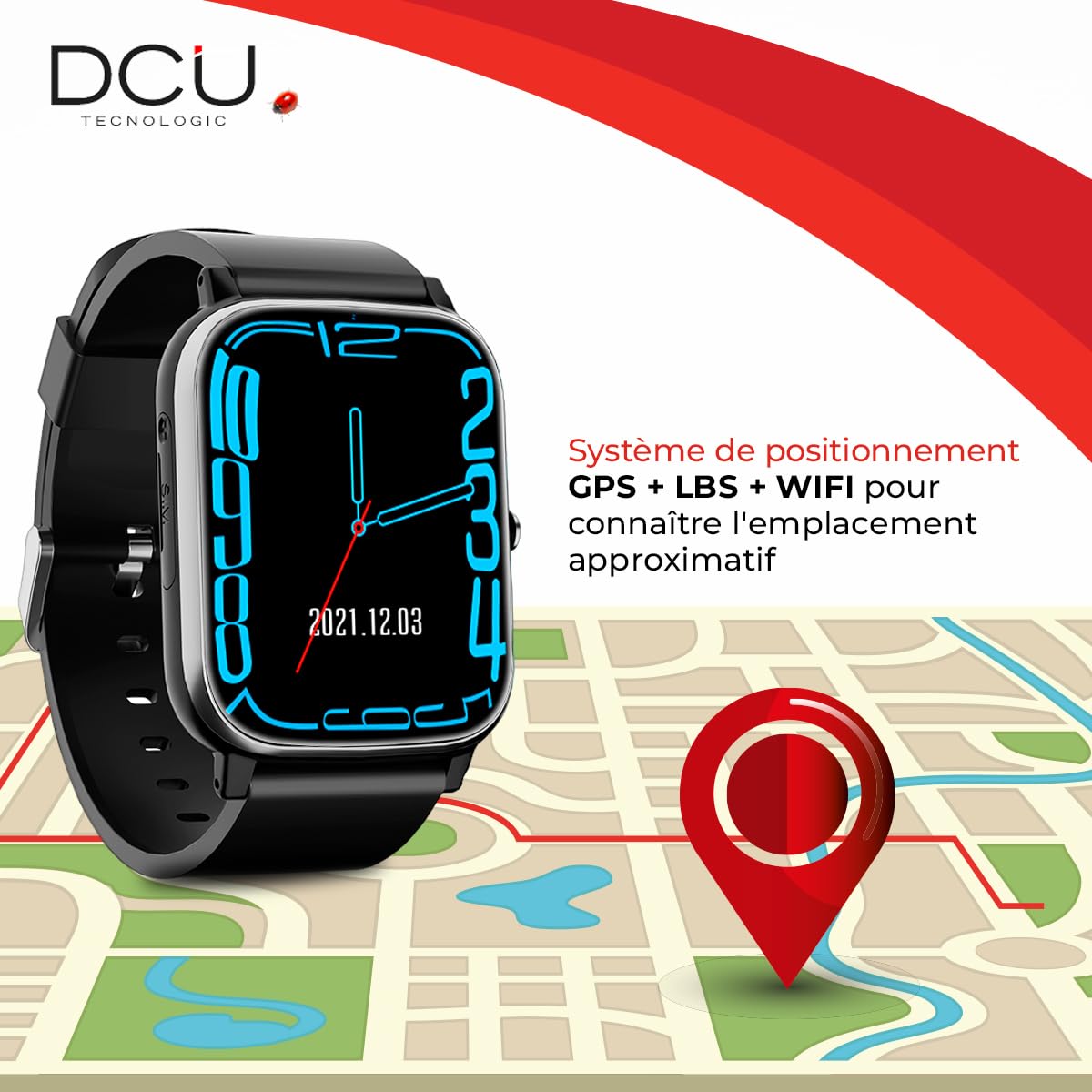 DCU TECNOLOGIC - Smartwatch Senior avec GPS et appels vidéo 4G - Smartwatch avec écran IPS 1,69'' Full Touch - IPX6 Waterproof - Idéal pour Les Seniors - Couleur Gris