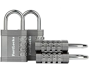 4 Digit Code Padlock | Code Padlock for Gym Locker, Work and School, Suitcase, Garage, Gate, Fence and More (Pack of 4, Grey)