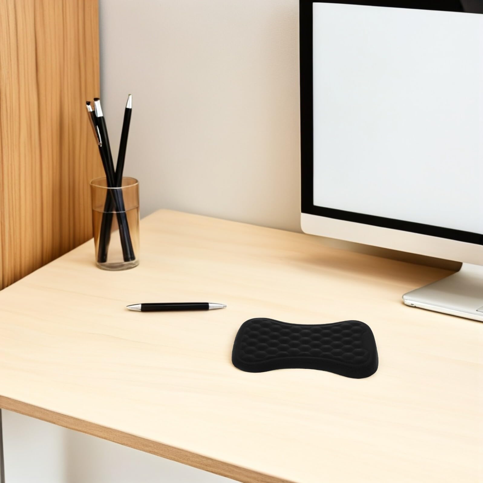 Poggiapolsi per Mouse e Tastiera da 2 Pezzi in Memory Foam Ergonomico Supporto per Polso ad Alta Elasticità per Ufficio Gaming e Laptop Cuscinetti Confortevoli in Cotone e
