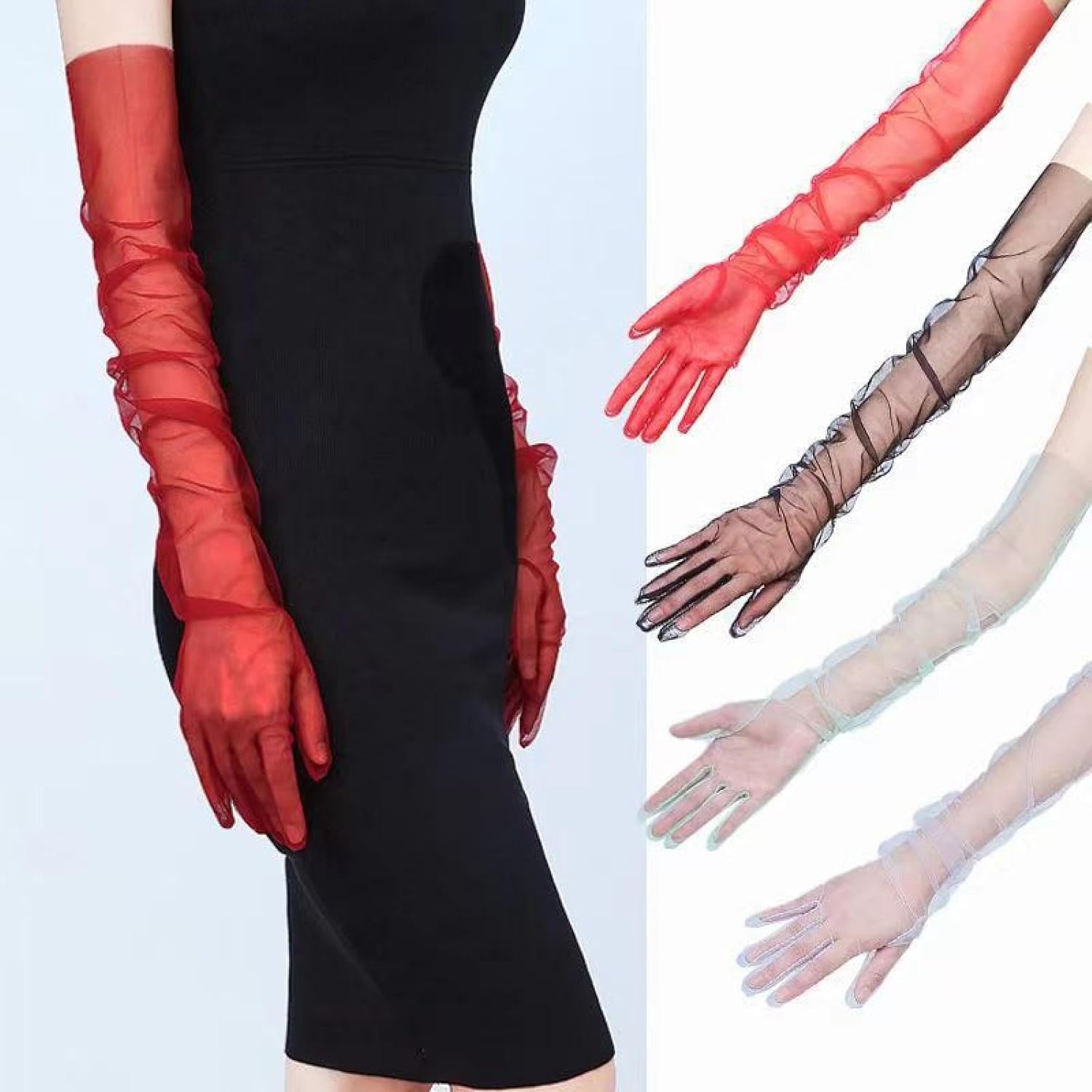 Gerrit Thin mesh bridal wedding dress wedding dress gloves long christmas ornament sunscreen sleeve cover women