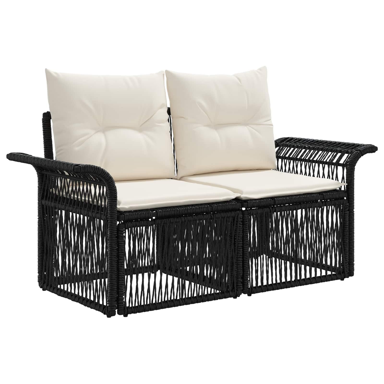 Set di divani da giardino in polyrattan, 10 pezzi, colore nero | Set di mobili modulari per terrazza e giardino con 9 posti, federe facili da pulire e robusto telaio in acciaio.
