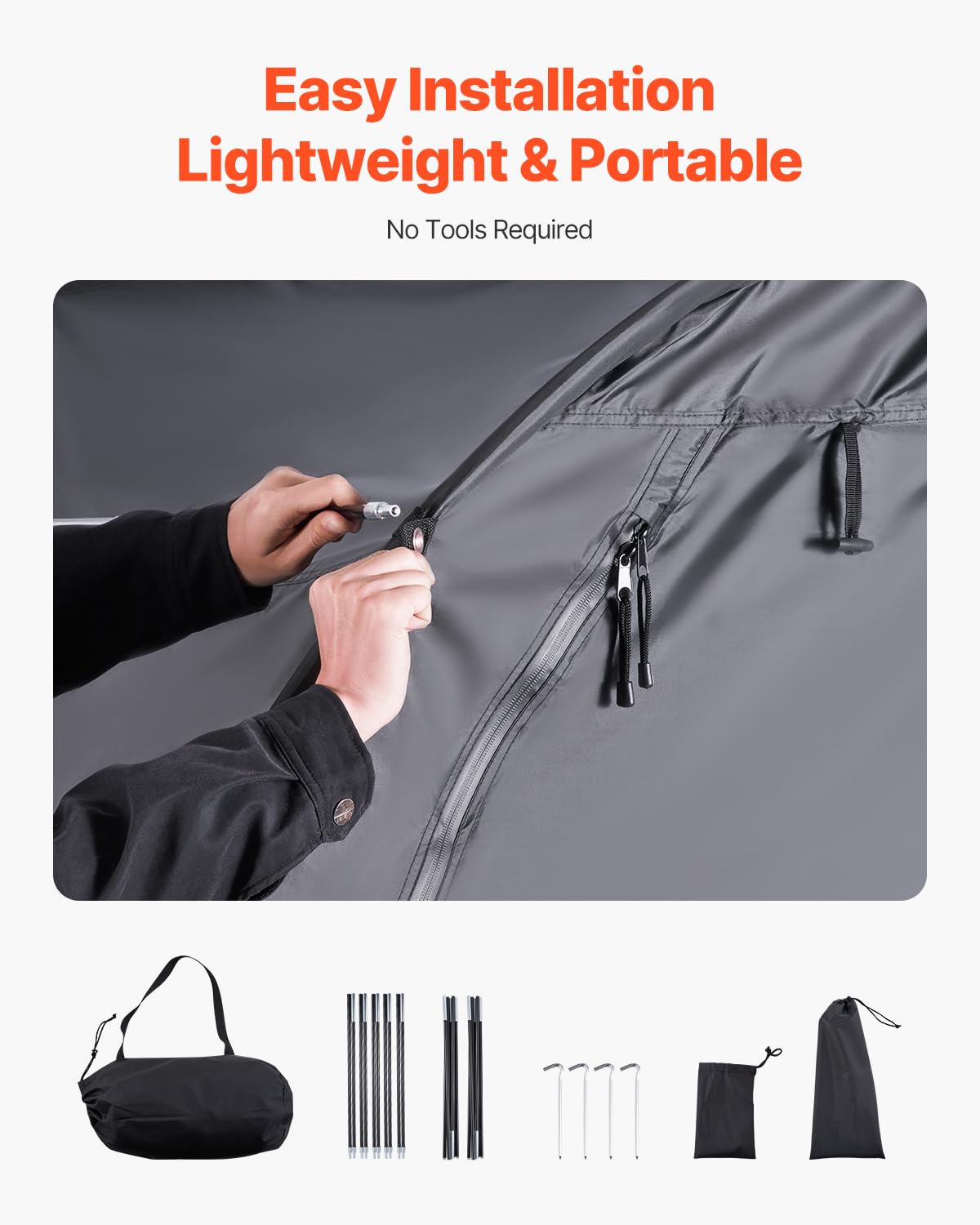 VEVOR Abri à Vélo pour 4-5 Vélos Tente de Rangement Spacieuse Étanche en Forme d'Éventail, avec Fenêtre Ventilée, Poteaux en Fibre de Verre, Double Fermeture Éclair, Tissu Oxford, pour Extérieur