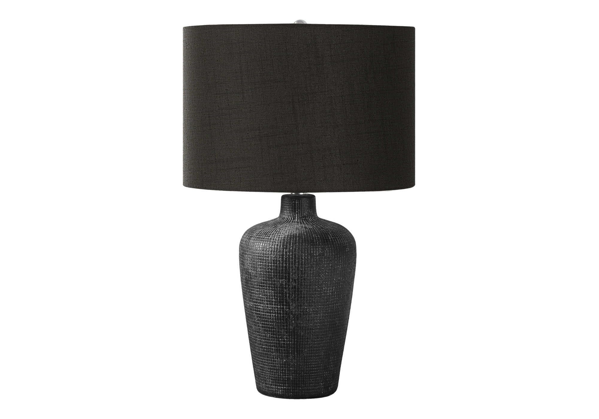 Monarch Specialties I 9621 Lighting, Table Lampblack Ceramic, Black Shade, Contemporary