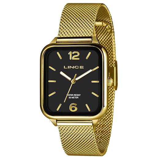 Relógio LINCE masculino analógico preto dourado MQGH213L34 P2KX