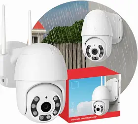 Câmera de Segurança Wi-Fi Externa 360° HD 1080p com Visão Noturna Colorida, IP66 à Prova d’Água e Poeira, Detecção de Movimento e Áudio Bidirecional