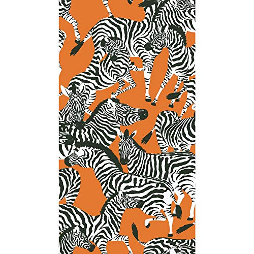 RoomMates Waverly Herd Together Peel and Stick Wallpaper, Orange, White, 45 x 574 cm - Image 2