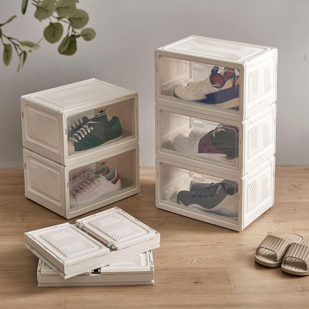 Shoe Box Drawer Dormitory Shoe Organizer Shoe Cabinet Folding Space Saving Shoe Cabinet(E)