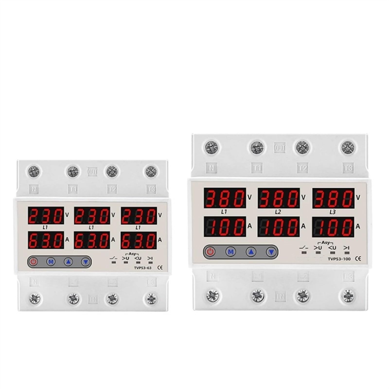 Relais De Surveillance De Tension Triphasé 3P+N – Voltmètre Sélecteur De Phase, Réglable, 100A