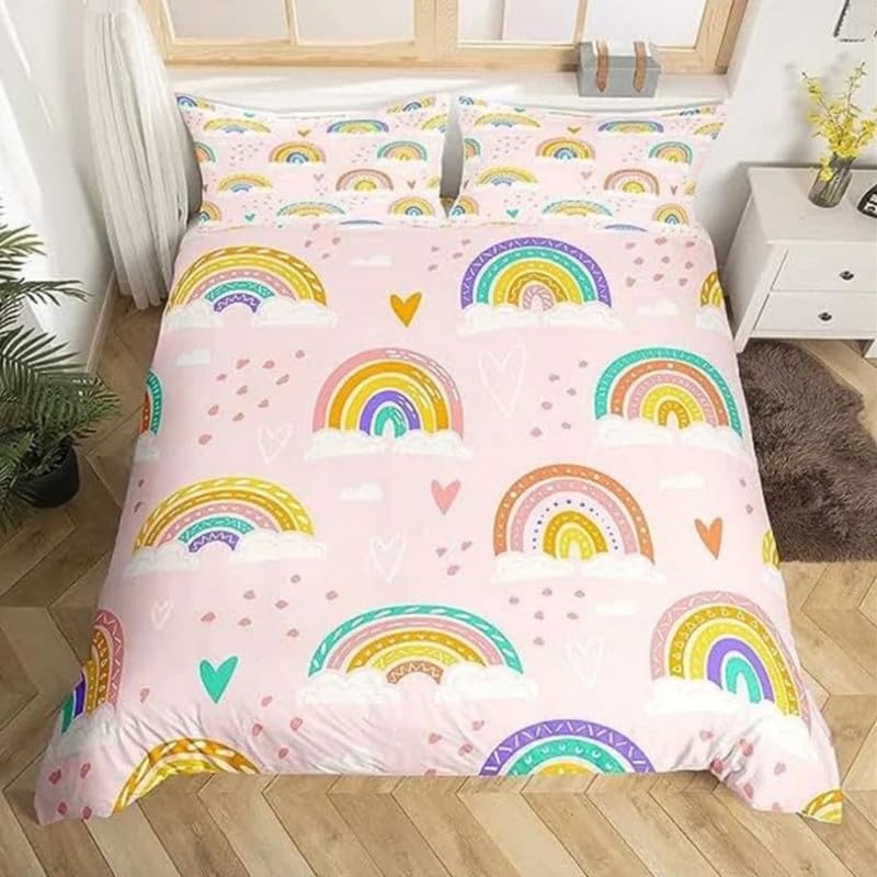 Parure de Lit 220x240 Rose Arc-en-Ciel pour Transformer la Décoration d'une Chambre d'Adulte