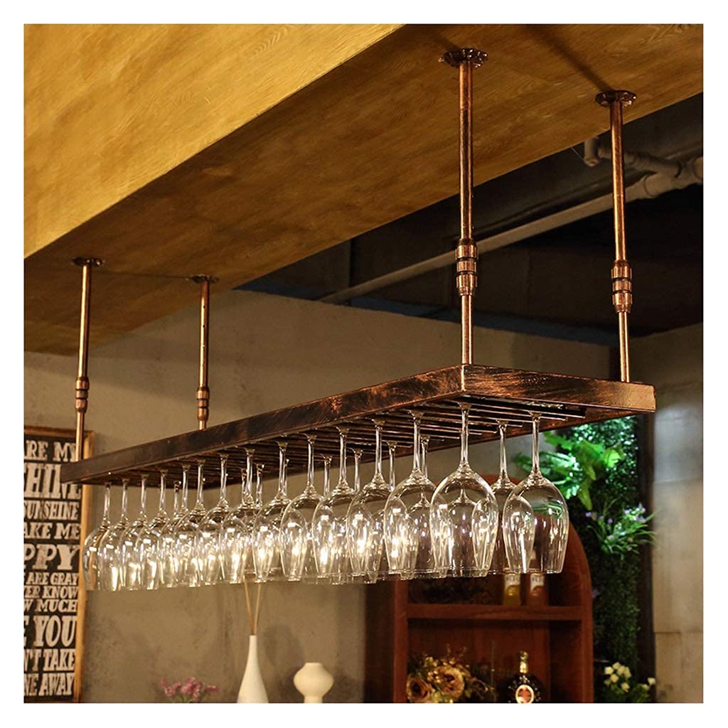 Support à verres à l'envers en fer forgé marron 60 cm style chic
