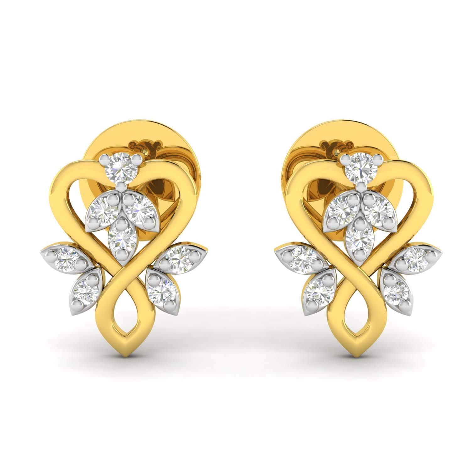 avsar 18k (750) Yellow Gold and Diamond Stud Earrings for Women-picture-24
