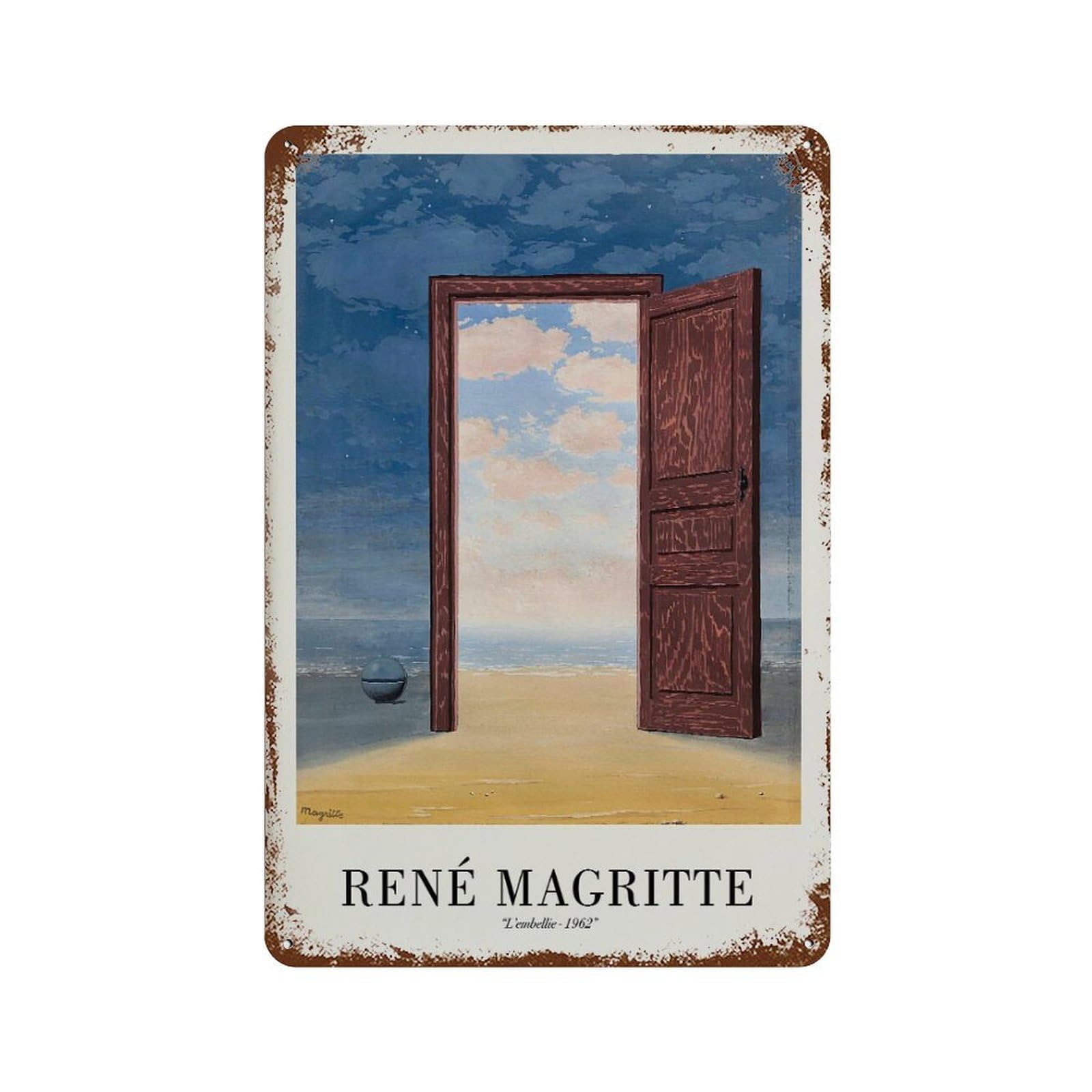 xiaoxiaoshen Rene Magritte L'embellie Surrealist Wall Decor Art Metal Tin Poster Modern Home Decor Art Home Bar Shop Decorations Vintage Sign 30x20cm
