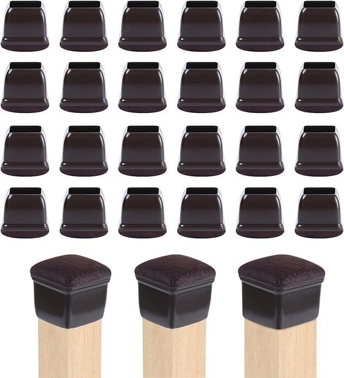 Carré BOIVSHI 24 pcs Pieds de Chaise Silicone 2,5 cm Protege Pied