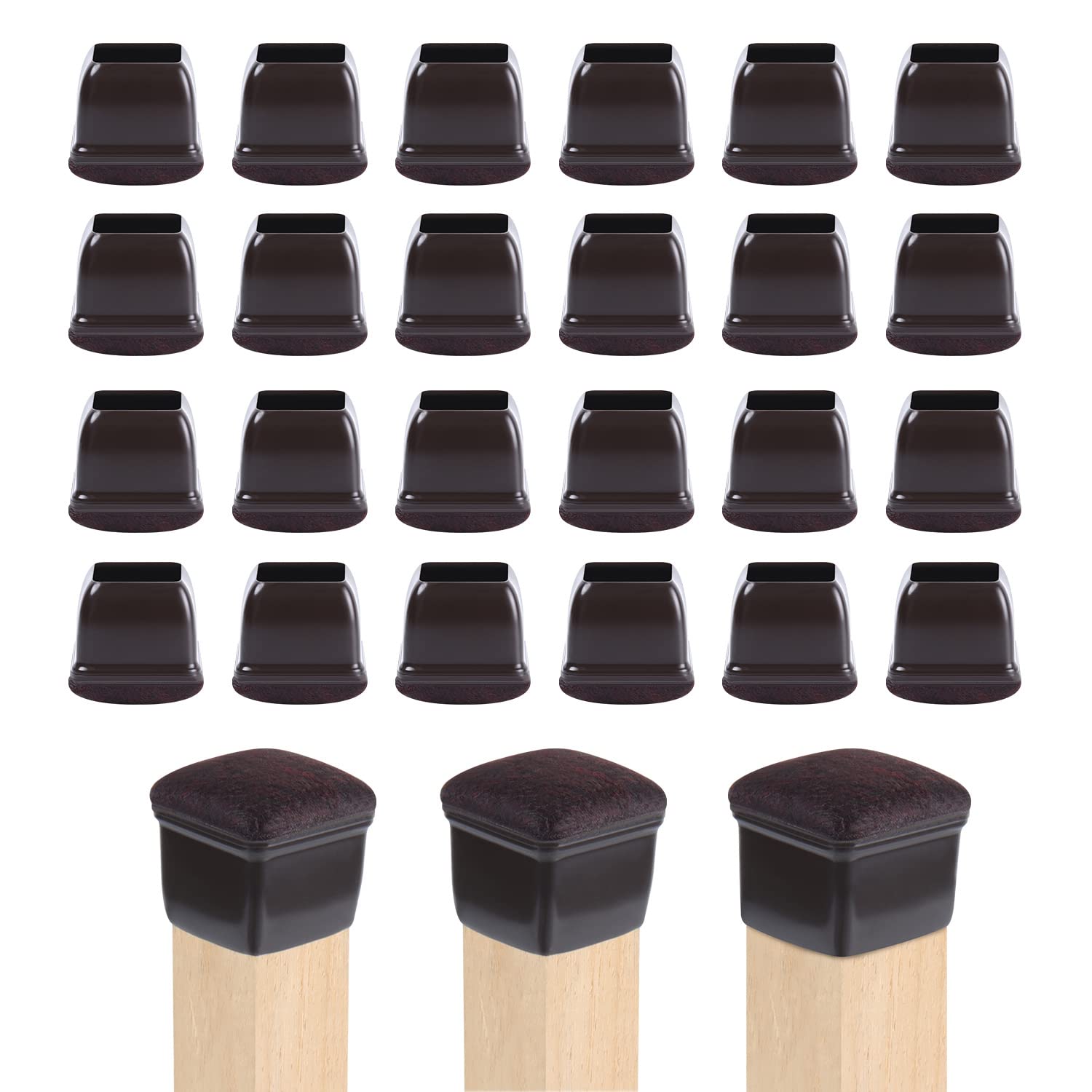 Buy BOIVSHI 24Pcs Square Silicone Chair Leg Floor Protectors, 1