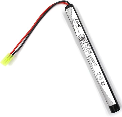 Miniatura 10 de Paquete de 2 baterías NiMH planas de Airsoft de 8.4 V 1500 mAh con mini conector Tamiya y cargador de equilibrio compatible con pistolas de Airsoft