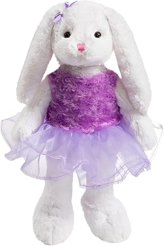 Conejo de Ballet de Peluche, Conejo Blanco con Vestido Transparente, Linda Muñeca de Pascua para Niños, 21 Pulgadas, Morado