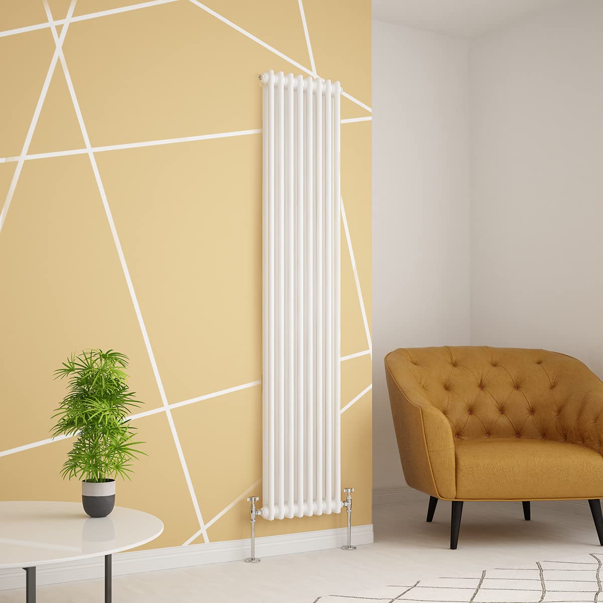 Warmehaus Traditional Radiator Double Column White Vertical Cast Iron Style Central Heating Tall Radiator -1800 x 380mm โ image 1