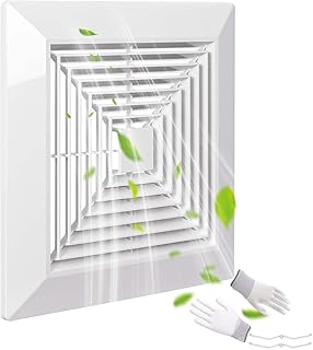 Bathroom exhaust fan Cover White plastic with spring grille Square Ceiling Ventilation cover Replace Exhaust Fan Cover Ceiling Exhaust Fan Accessories Quick disassembly design (1 Pc 12x12inch)