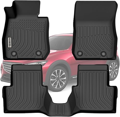 orealtrend Alfombrillas negras compatibles con Mazda CX-3 2016-2022 para todo tipo de clima, ajuste personalizado, forros delanteros y traseros de