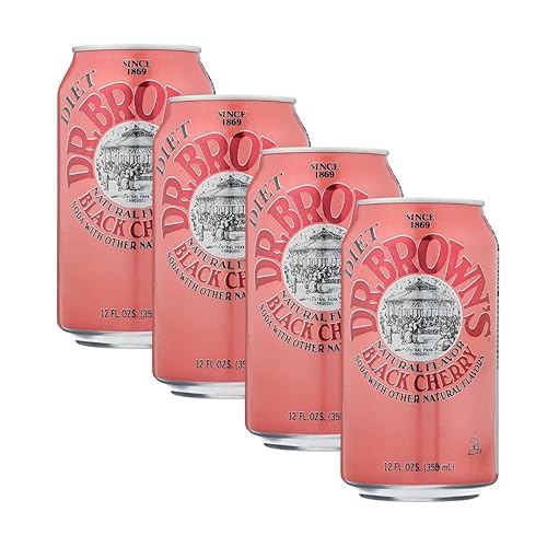 Dr. Brown Soda Black Cherry Diet, 12 onzas líquidas (paquete de 4)