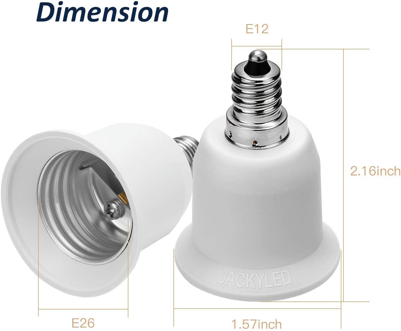 JACKYLED (15-Pack) E12 to E26 Adapter E12 Light Socket to Medium Base E26 E27 Converter Light Socket Adapter Chandelier Socket E12 Light Bulb Adapter
