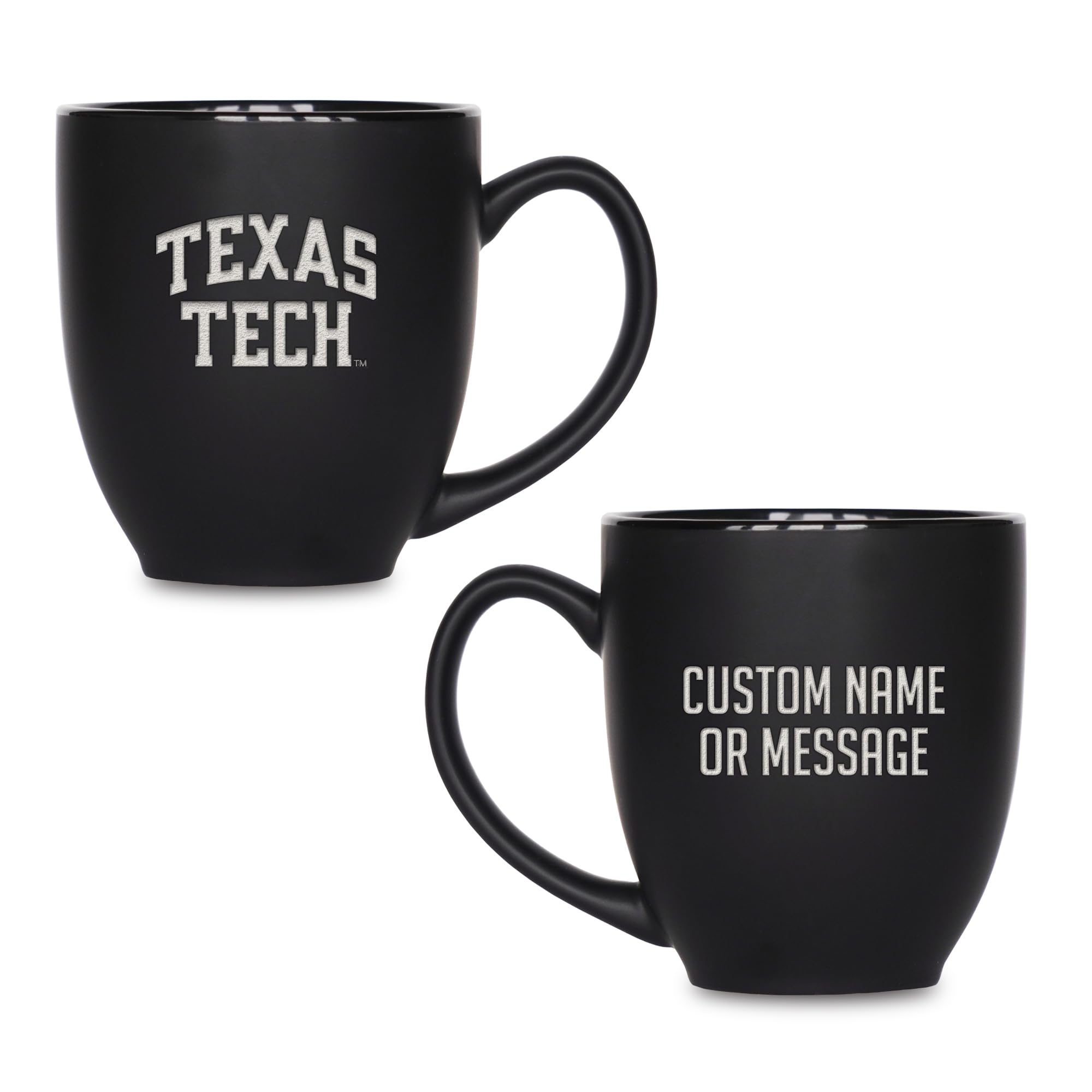 Rico Industries NCAA Primary 15-Oz Personalized Matte Black Bistro Mug - for Hot or Cold Drinks