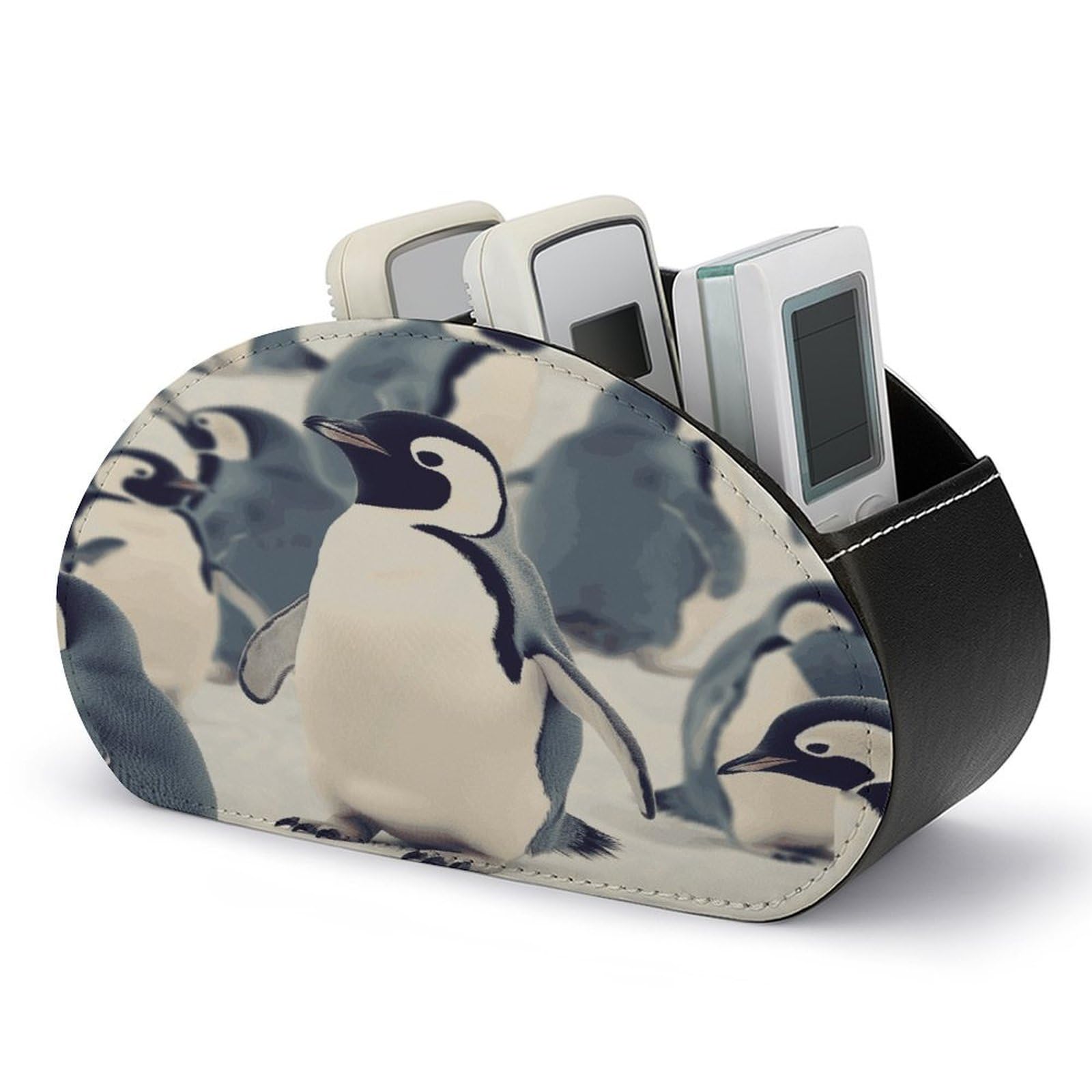 FekiLoot Cute Penguin Animal Pattern Remote Control Holder with 5 Compartments Remote Organizer Caddy for Table TV Remote Caddy Storage Box/Tray Fits Media Controllers Office Supplies