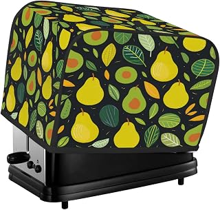 Fruit Avocados Pears Leaves Toaster Cover 4 Slice, Waterproof Protective Oxford Fabric Small Kitchen Appliance Dust Cover with Pocket for Toaster Oven Coffee Machine Mixer