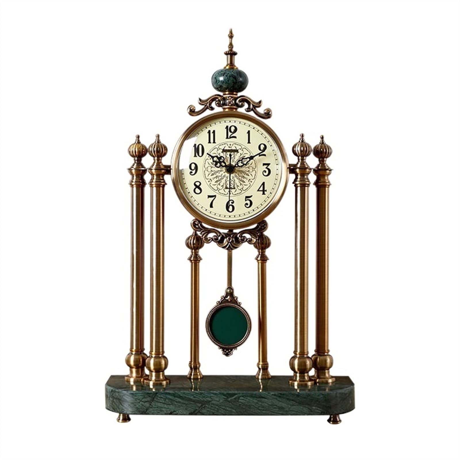 QINGGANG-0224 Mantel Clock Luxury Swing Clock Living Room Porch Decoration Ornaments Large Silent Marble Base
