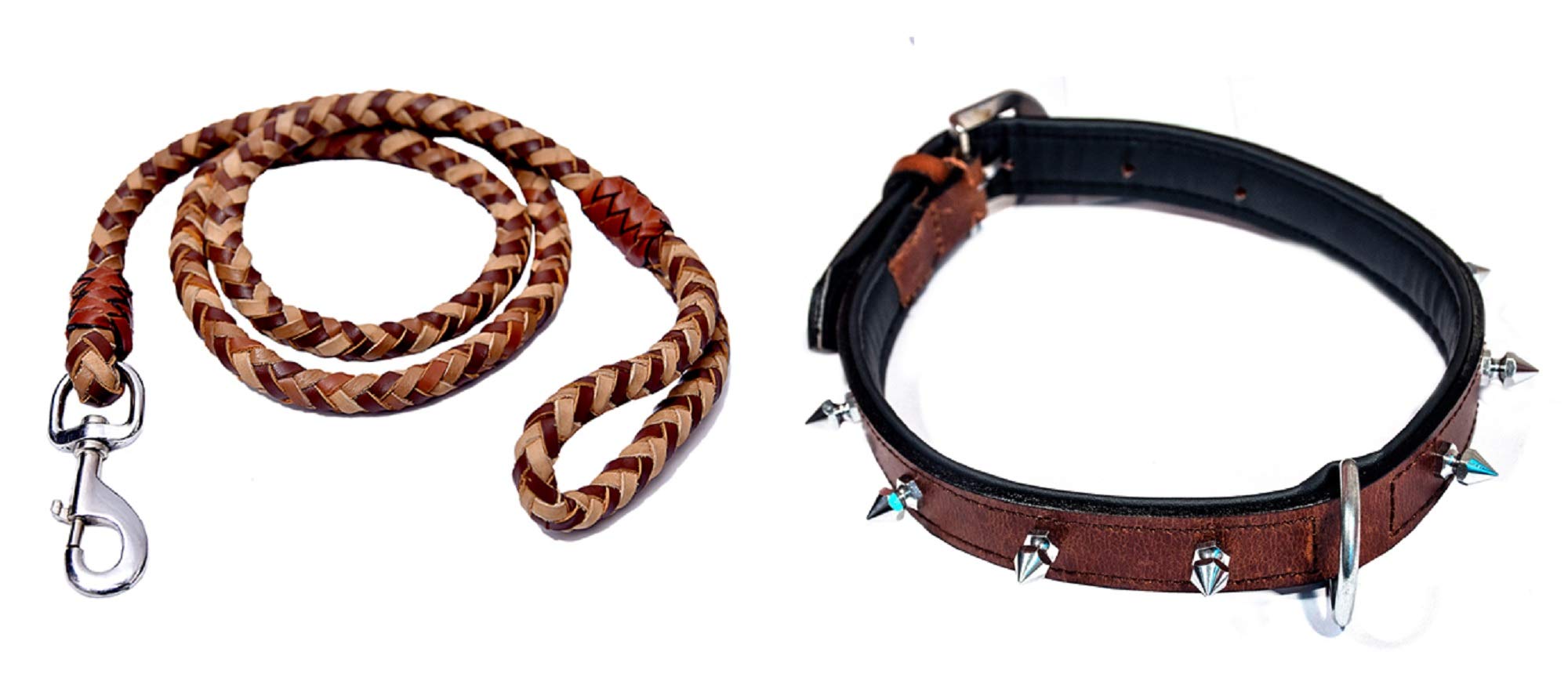 Tame Love™Combo of Dog Collars Genuine Leather Spike Studded Adjustable and Padded Neck Belt and Dog Leash with Cast Hook for All Breeds Dog Perfect for Your Pet (B08KSGFY3F) Amazon Price History, Amazon Price Tracker