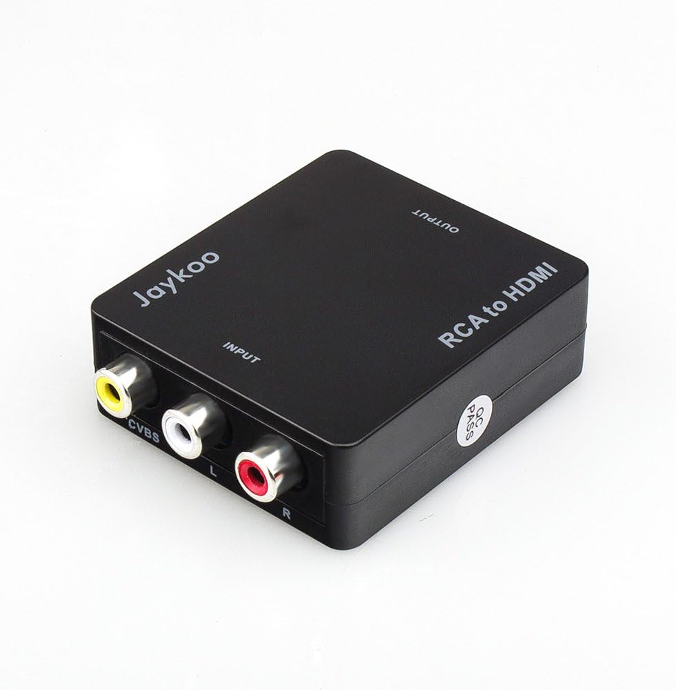 Jaykoo Little Mini AV CVBS 3 RCA to HDMI Composite Component Audio Video Converter Adapter Upscaler for PS2/N64/Blue-Ray DVD/Xbox VHS/STB/VCR Supports PAL/NTSC/SECAM 1080P 720P Full HD