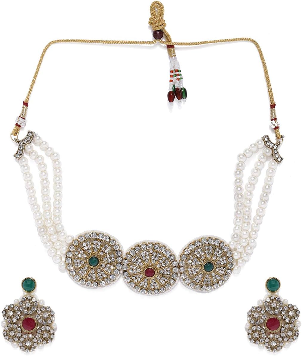 ZAVERI PEARLSJewellery Set For Women (Golden)(ZPFK8594)