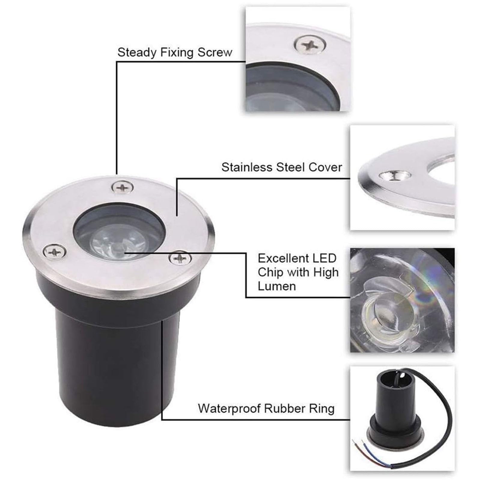 Ultracienka lampa podziemna LED 1 W – zewnętrzna lampa ogrodowa LED, wodoodporna IP67, reflektor LED ze stali nierdzewnej 304, wpuszczane oświetlenie basenowe LED, do ośw,Yellow-85~265V