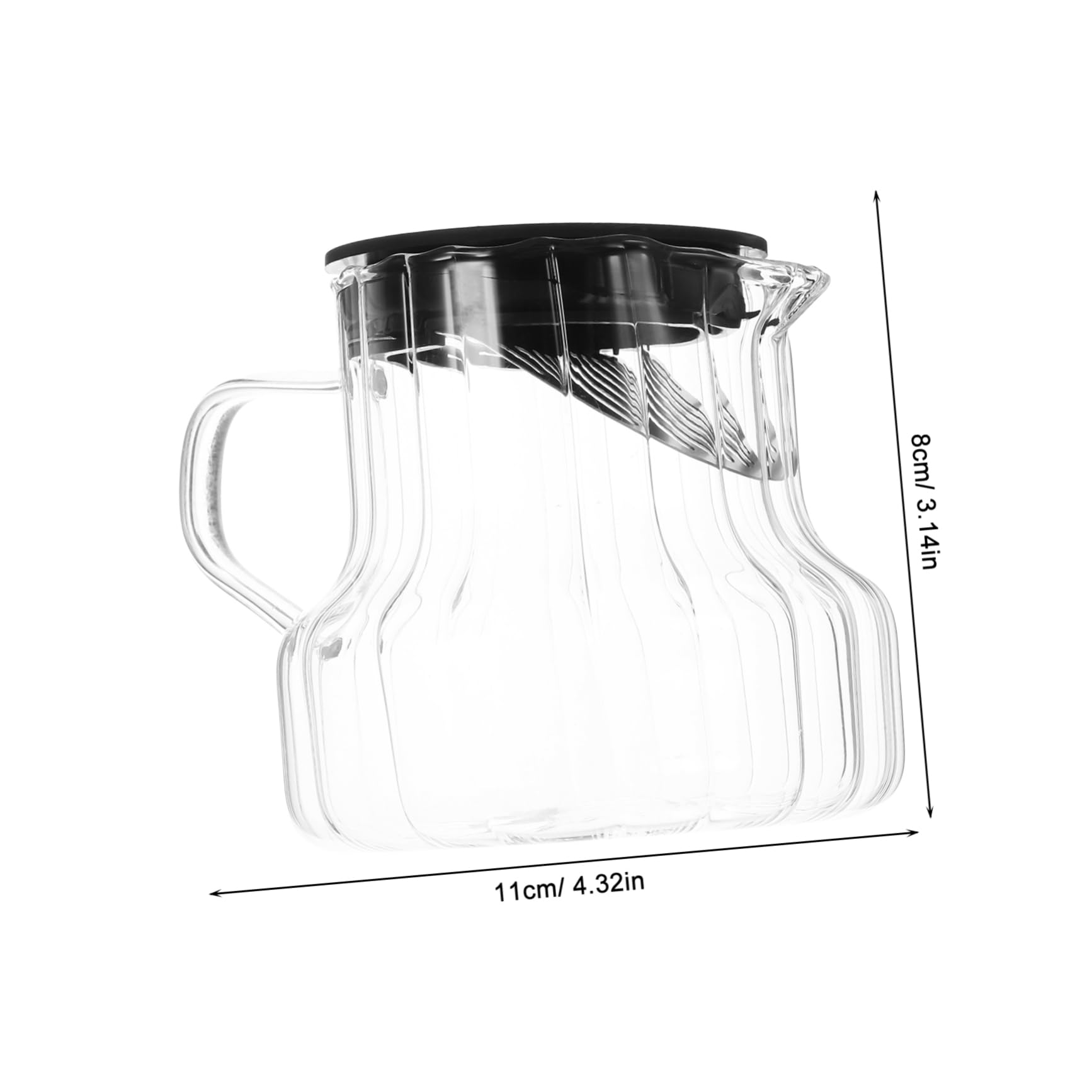 FUNOMOCYA Glass Coffee Carafe with Lid and Handle Vertical Stripes Water Jug for Effortless Pouring for Daily Use Special Occasions Elegant Transparent Design