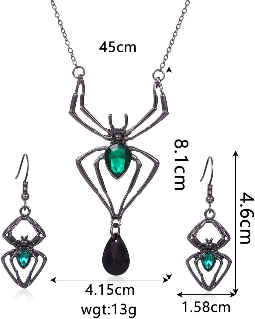 Halloween Jewelry Set for Women Gothic Necklace Earrings Set Punk Skeleton Pumpkin Spider Bat Pendant Necklaces Goth Dangle Earrings Halloween Costume Accessories - Image 4