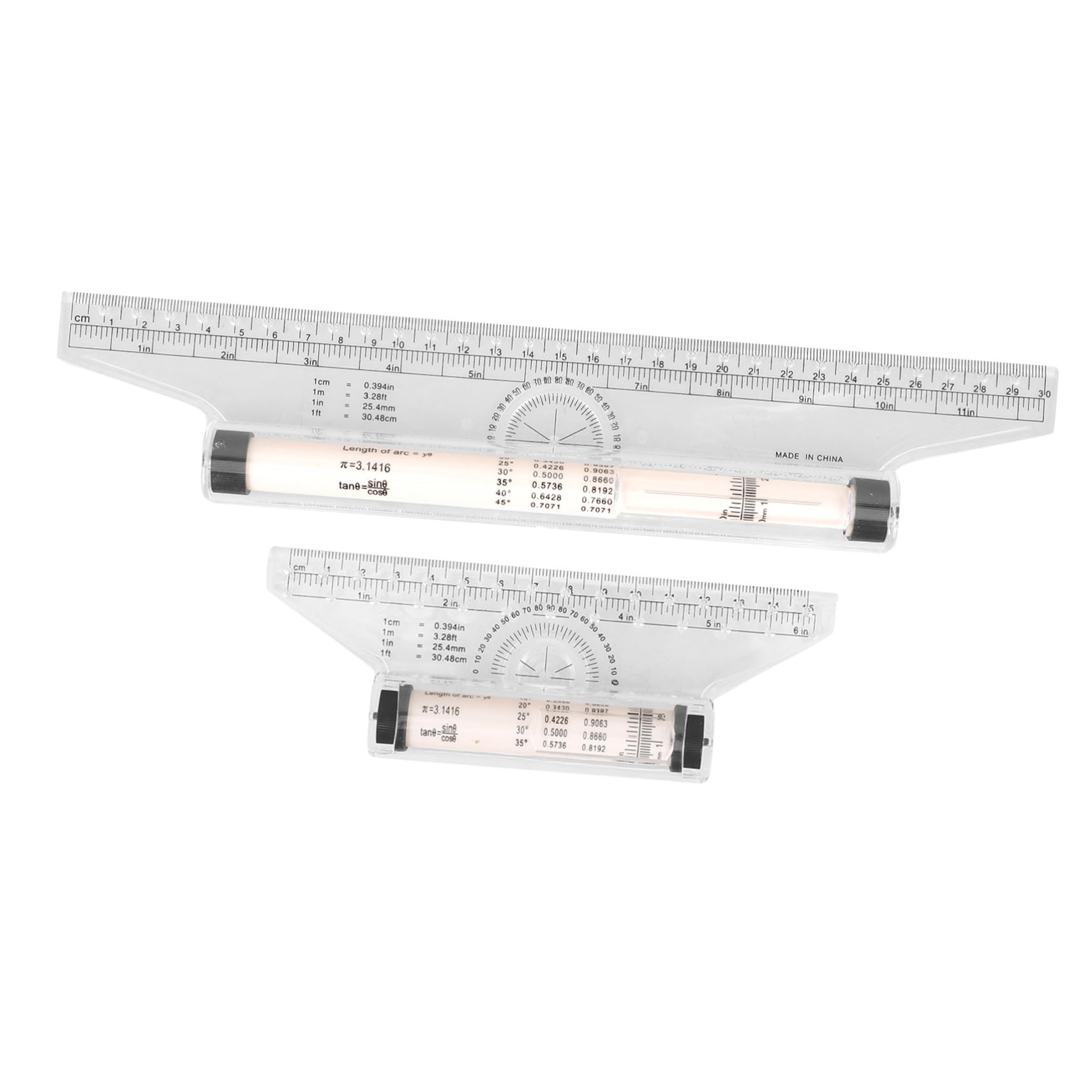 SHINEOFI 5 Series Regla De Medición Plástica Multiusos De Regla Rodante Herramienta De Dibujo Portátil Trazar Líneas Paralelas Y Geométricas 2 Piezas X 5
