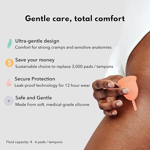 Miniatura 3 de Lena Copa menstrual sensible, reutilizable, silicona suave, flujo súper pesado, posparto, usuario experimentado, alternativa ideal a tampones,
