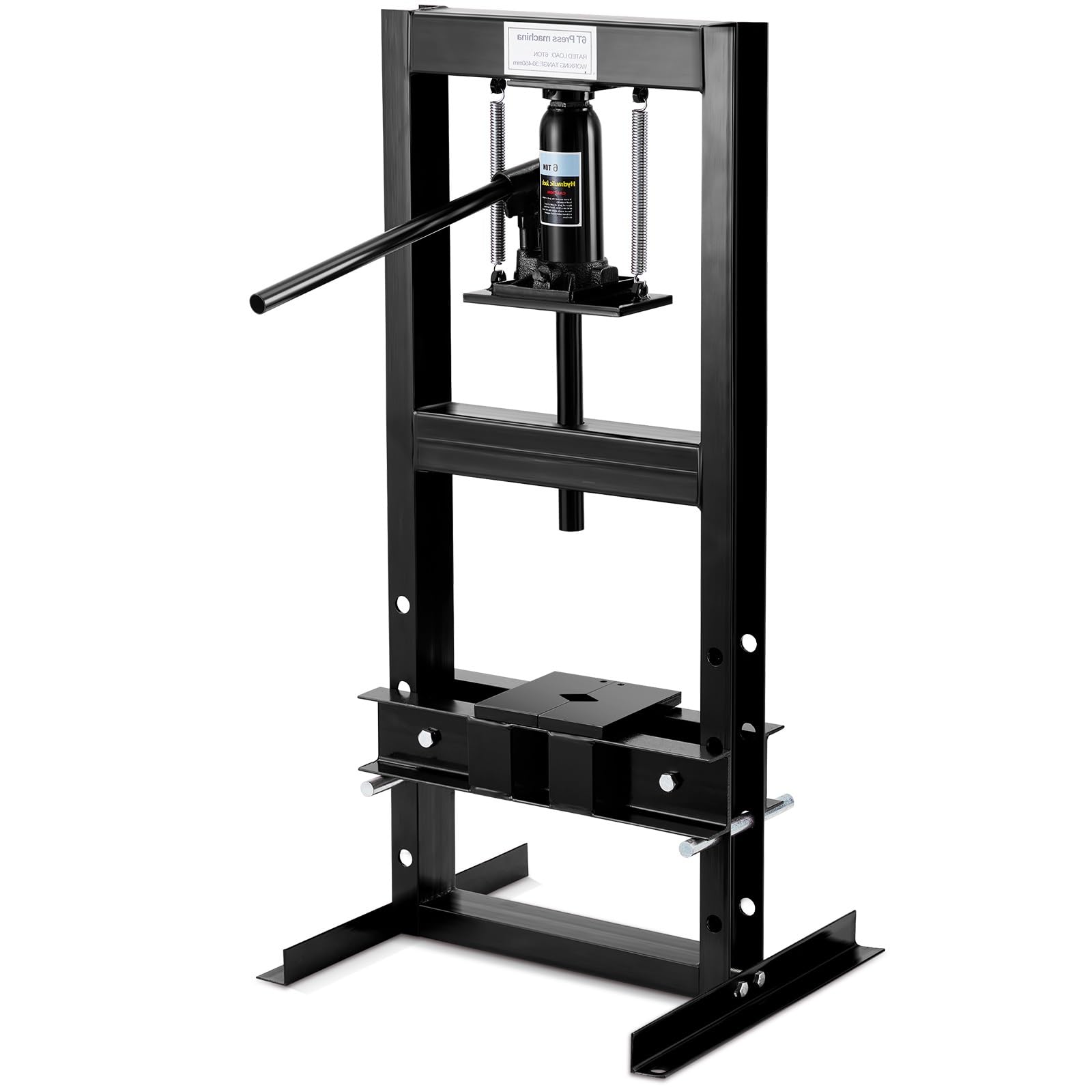 Prensa de taller hidráulica, prensa hidráulica de 6T de acero, prensa de bastidor con ancho de trabajo de 33 cm, altura de trabajo ajustable de 1,5-27 cm, prensa de rodamientos para prensado