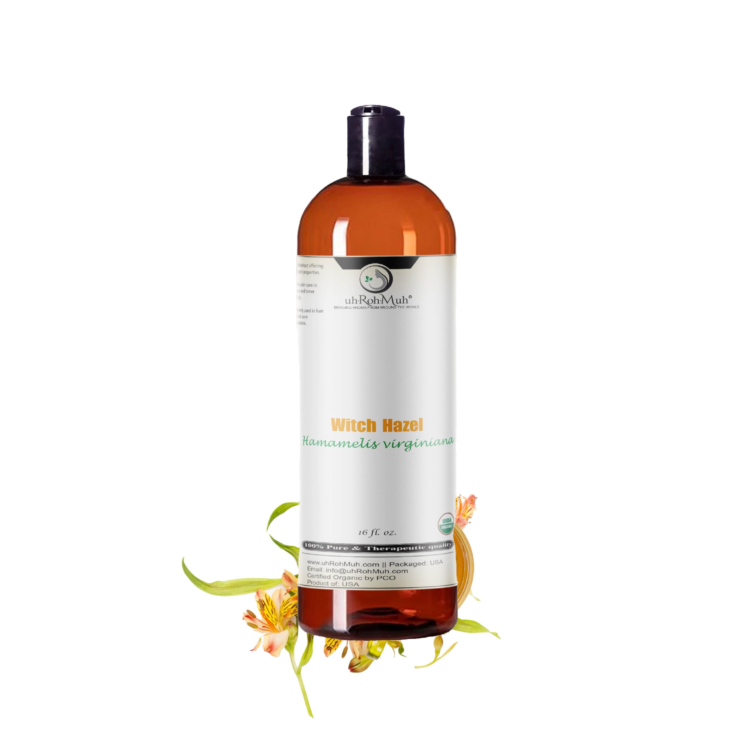 Organic Witch Hazel – 100% Pure Natural USP Astringent with 14% Alcohol | Hamamelis Virginiana Extract for Face, Skin, Hair & Wellness | Bulk & Gallon