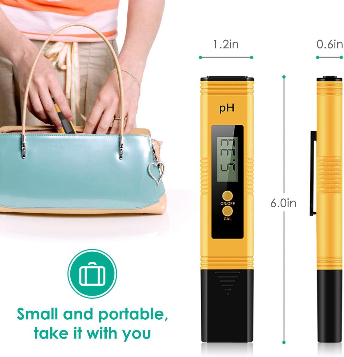 WeekStar Digital, 0.01 High Accuracy Pocket Size Meter/PH 0-14.0 Measuring Range, Quality Tester for Household Drinking Water, Swimming Pools, Aquariums, Yellow