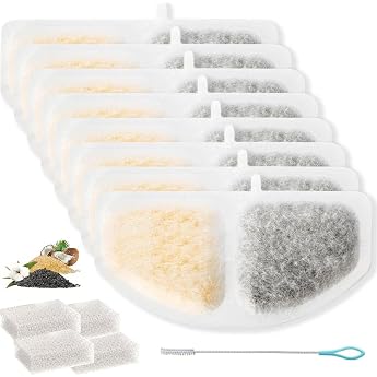 Pack of 8 Cat Fountain Filter for HM-02 Drinking Fountain Compatible with oneisall HM-02 Fountain Ultra Silent 2.5 L Drinking Fountain for Cat for Drinking with 4 Pieces Foam Filter