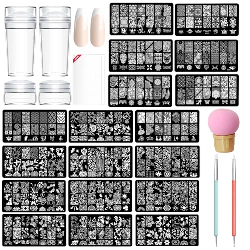 TYXHXTF Nail Art Stamper,14 Pcs Placas Estampacion UñAs Nail...