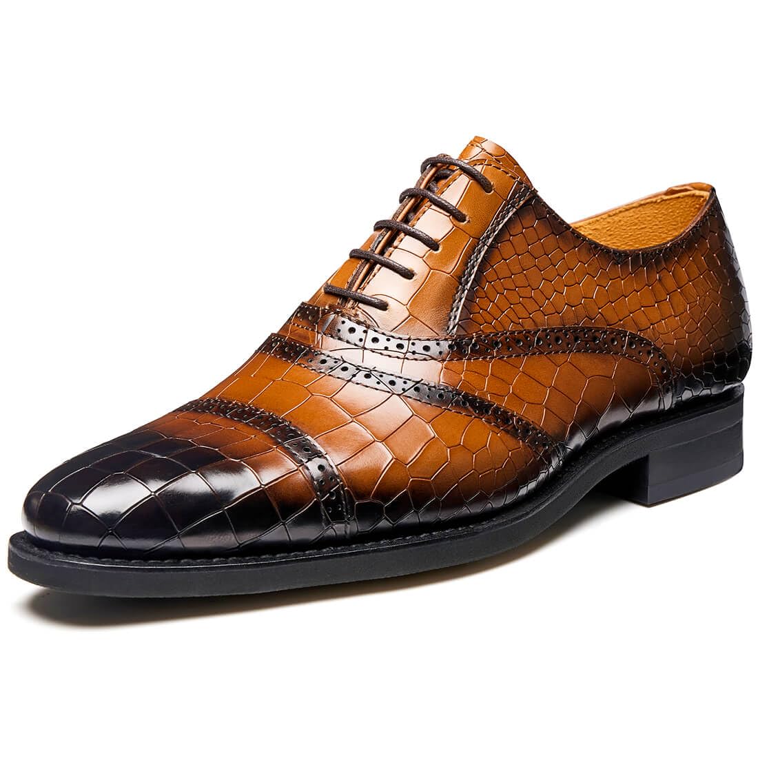 Jepsen Gord Men's Dress Shoes Genuine Leather Oxfords Luxury Formal Business Suit Shoes with Blake Rapid Stitch