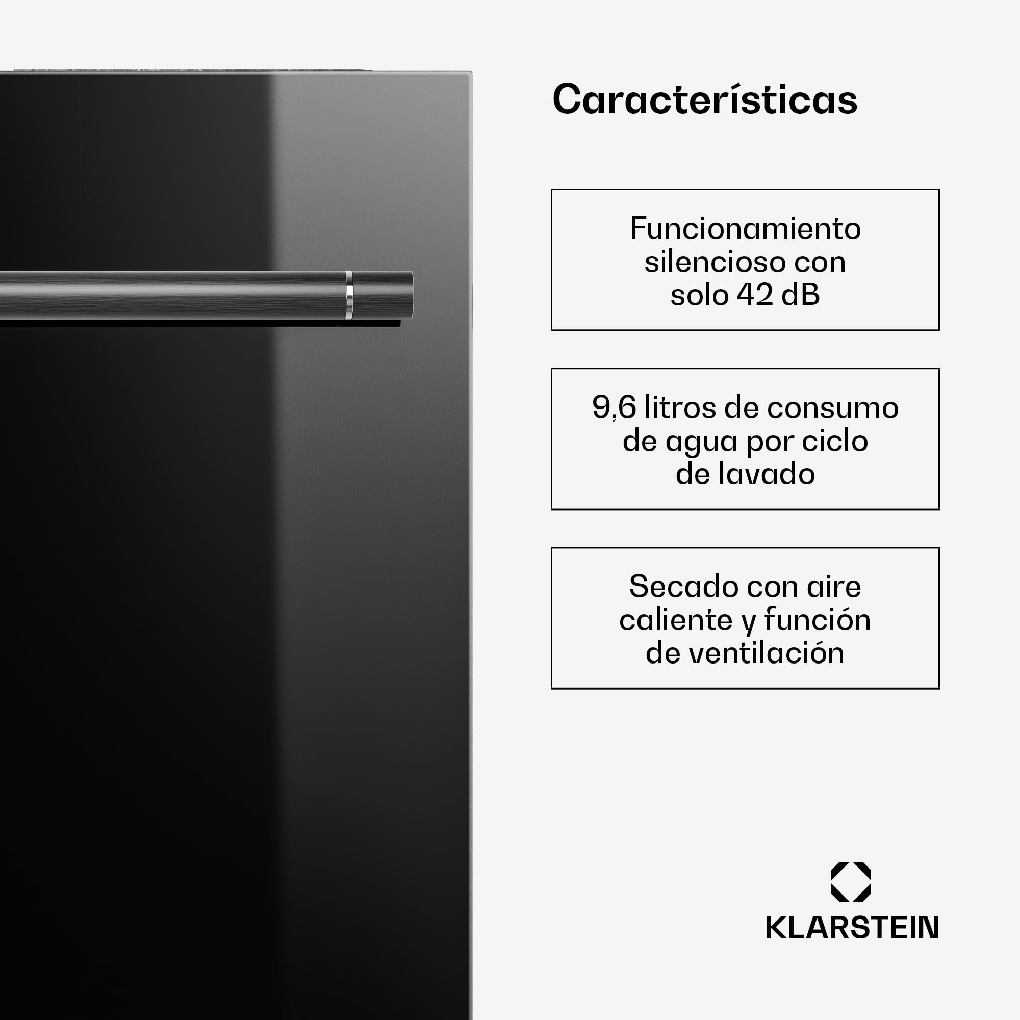 Lavavajillas integrable Luxara de Klarstein - Lavavajillas integrado para 14 cubiertos, 8 programas, protección antifugas AquaStop, lavado ecológico, bajo consumo de agua