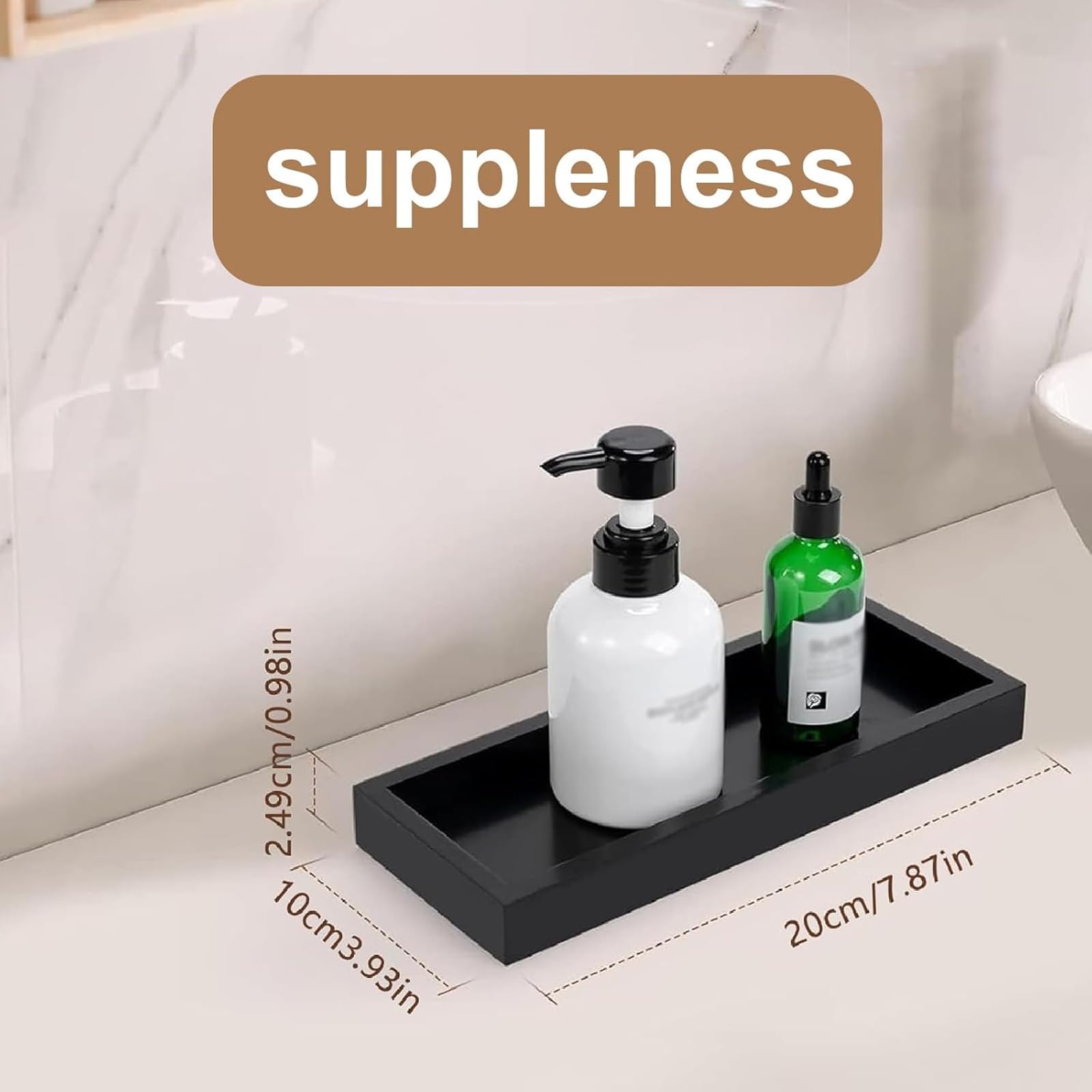 2 Vassoi Da Bagno In Silicone - Portaoggetti Per Doccia, Lavandino, 20x10 Cm, Nero - Foto 5