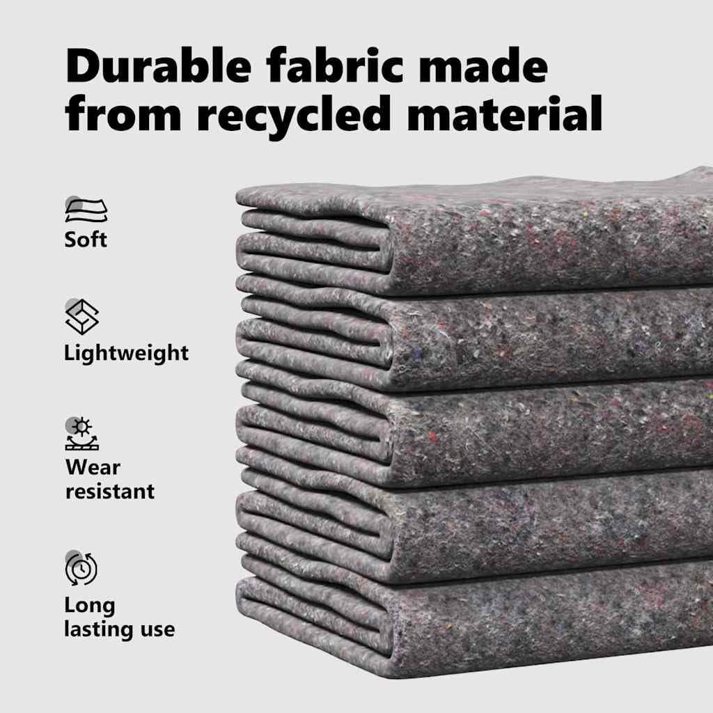 vidaXL Coperte da trasloco 5 PCS Grigio 150 x 200 cm Tessuto, Coperta Grigia Grande, Leggera in Tessuto, per Soggiorno, Protezione dalla Polvere, Stile Industriale