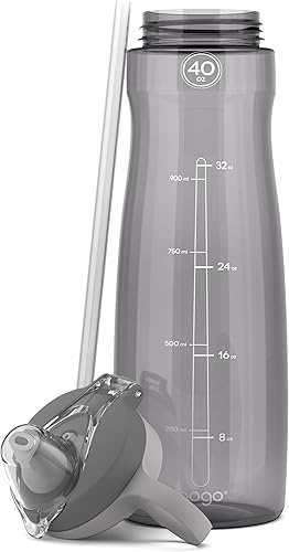 Miniatura 6 de Pogo. Botella de agua de plástico sin BPA con tapa de popote suave, 18 onzas.