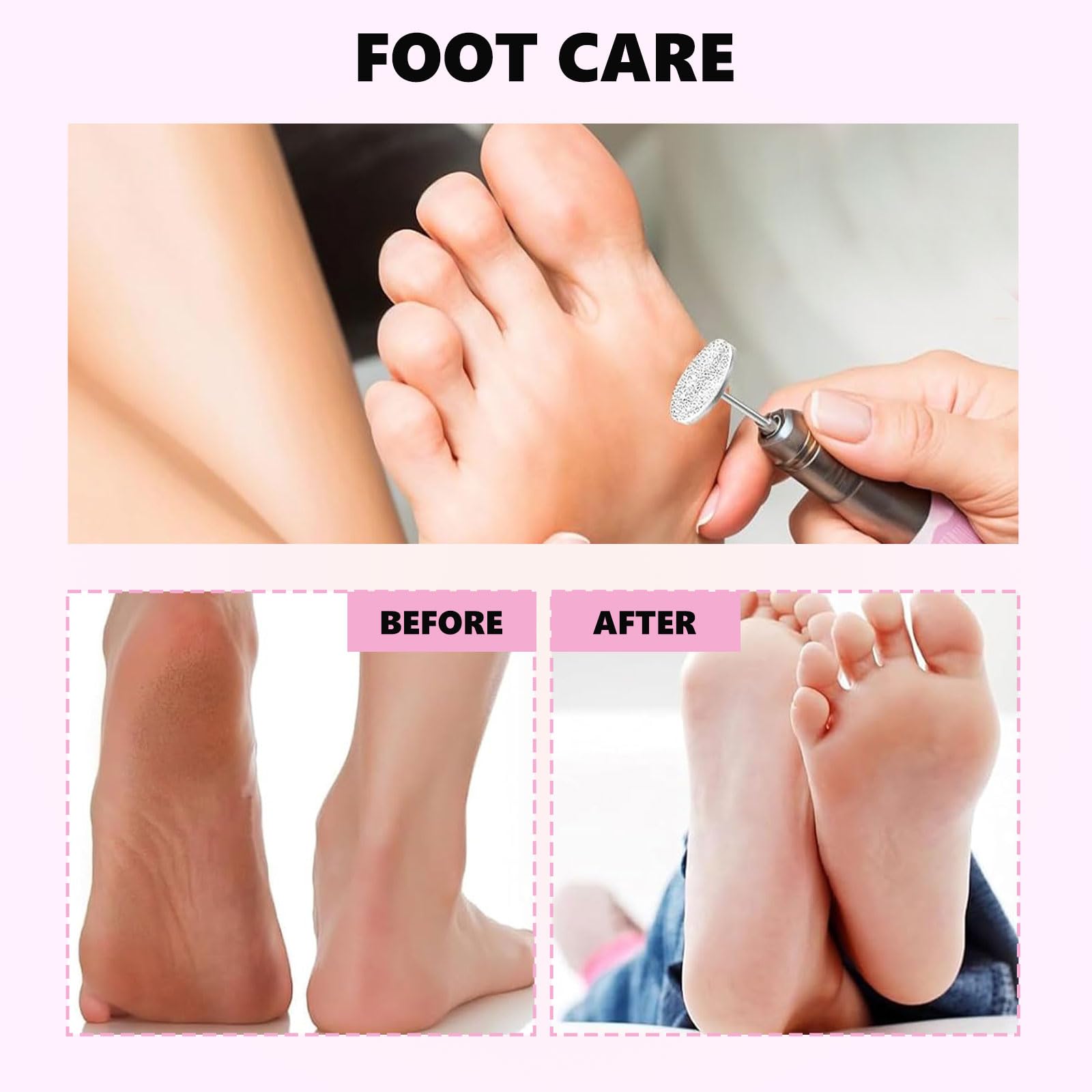 61 discos herramientas pedicura de papel de lija, con broca de metal de 25 mm, discos de lijado de repuesto para broca uñas, removedor limas de pies piel muerta, para taladro uñas, limas de pie