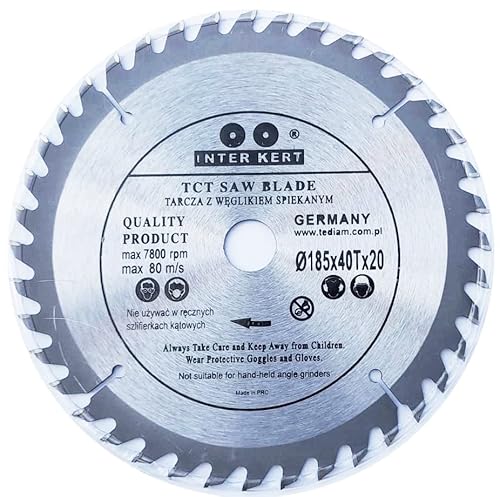 Hoja de sierra circular de 185 mm para madera, 185 x 20-16 mm, 40 dientes